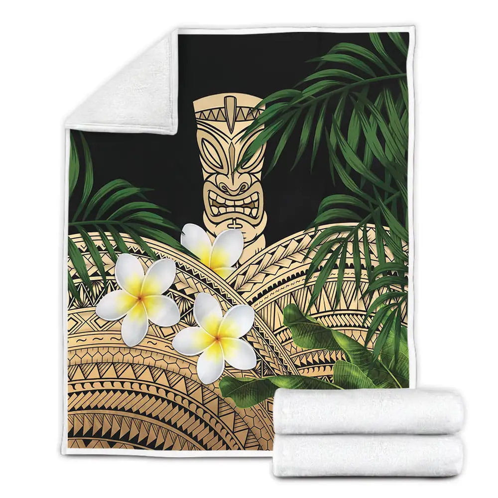 Hawaii Tiki Mask 3Ds Fleece Blanket Gift For Wife Husband Besties