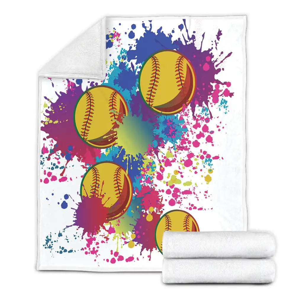 Petmytshirt Colorful Softball Fleece Blanket Perfect 