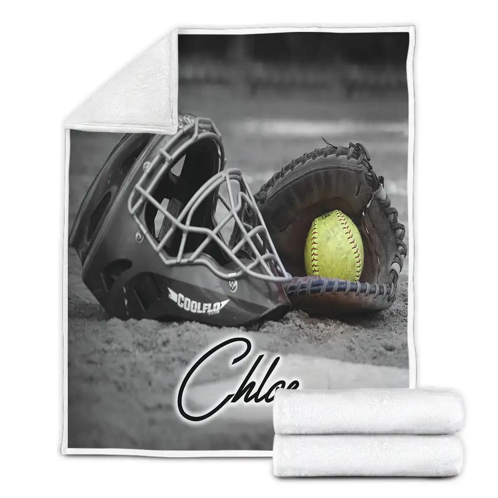 Baseball Custom Name Fleece Blanket Gift For Wife Husband Besties
