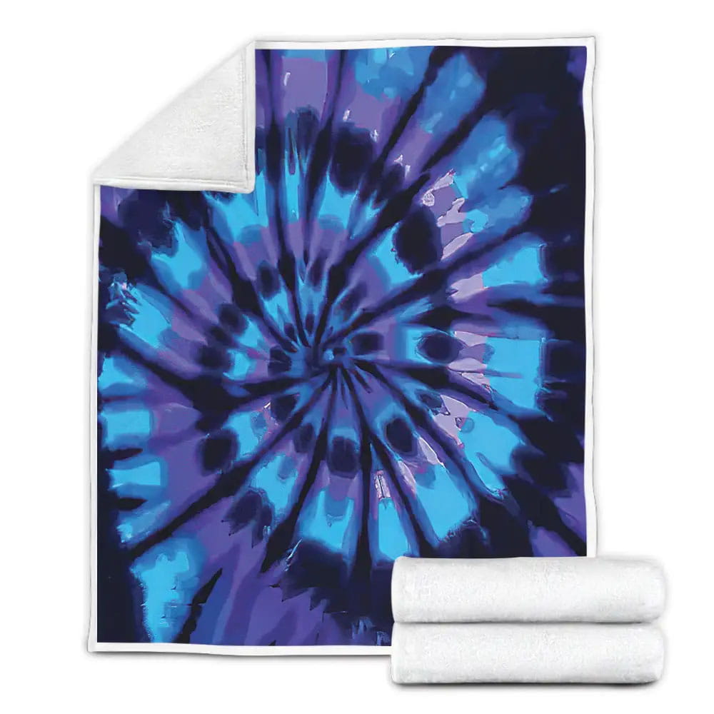 Blue Purple Tie-Dyed Fleece Blanket Gift For Wife Husband Besties