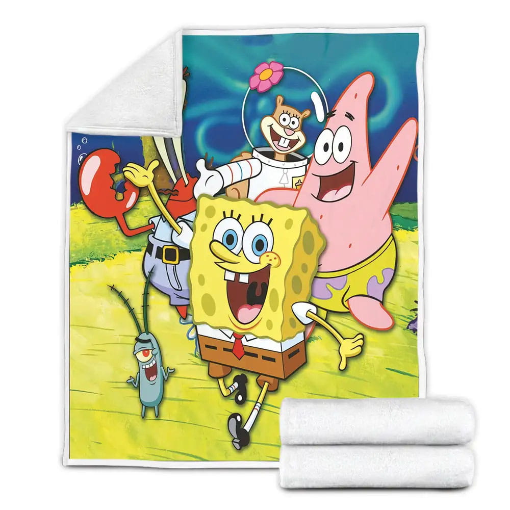 SpongeBob SquarePants Fleece Blanket Gift For Wife Husband Besties