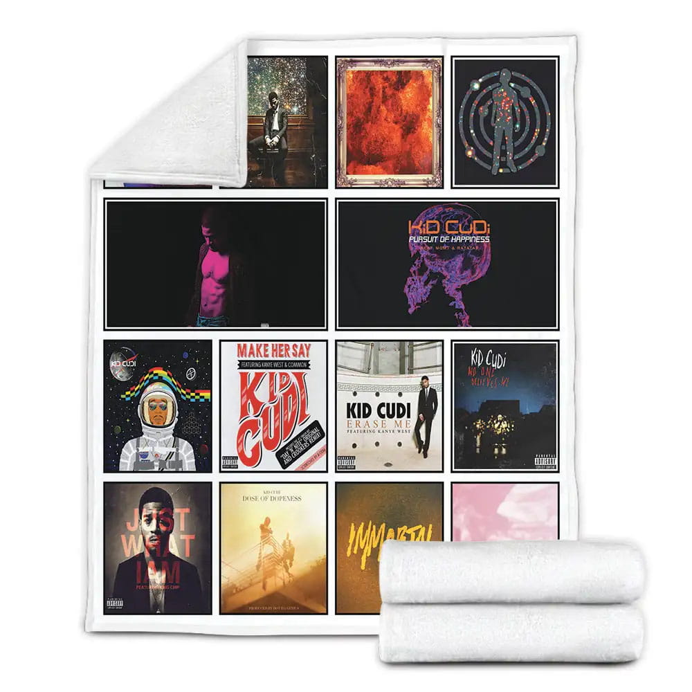 Kid Cudi Album Covers Fleece Blanket Gift For Wife Husband Besties