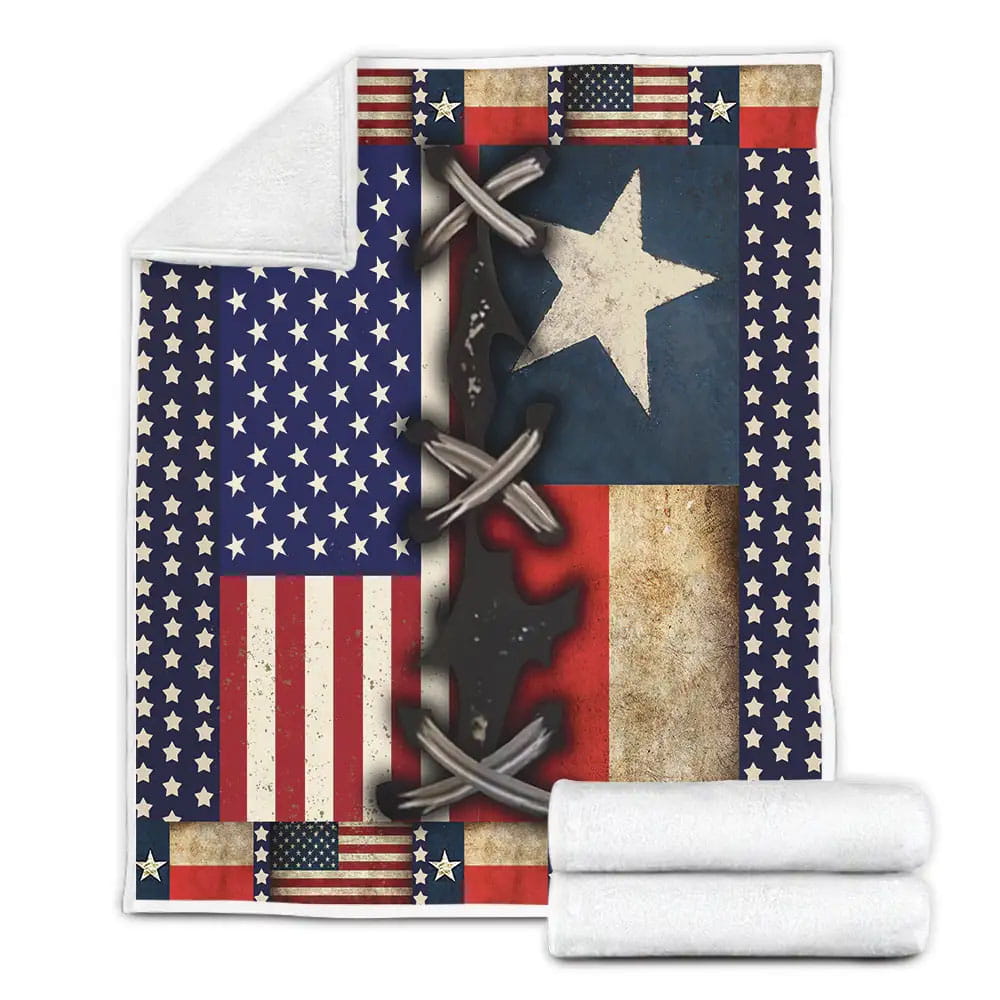 Texas With American F Fleece Blanket Gift For Wife Husband Besties