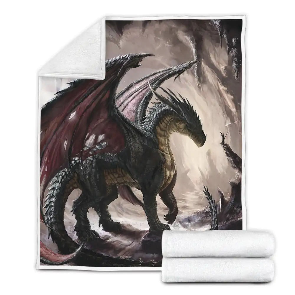 Dragon In Dragon Cave Fleece Blanket Gift For Wife Husband Besties