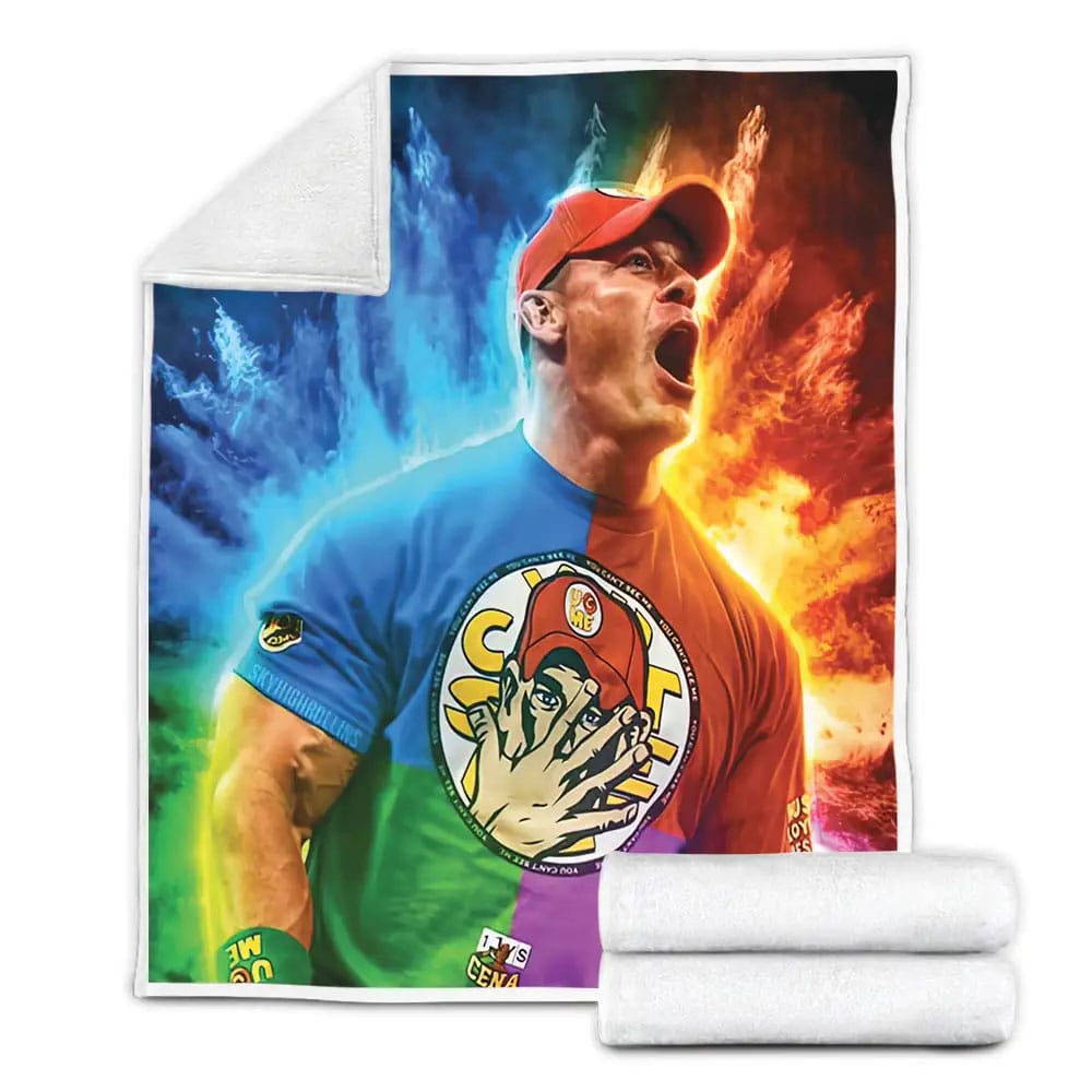 Colorful John Cena Illustration Fleece Blanket Perfect 