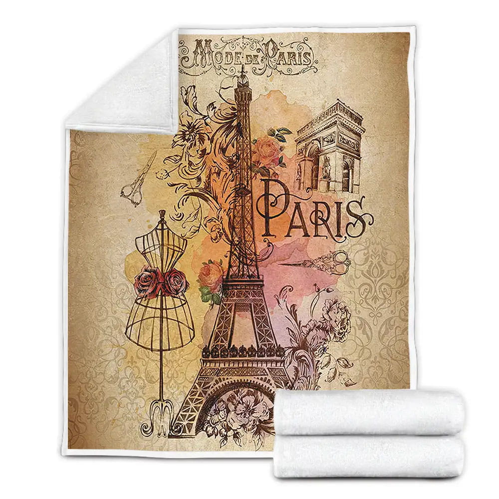 Eiffel Tower Of Paris Fleece Blanket Gift For Wife Husband Besties