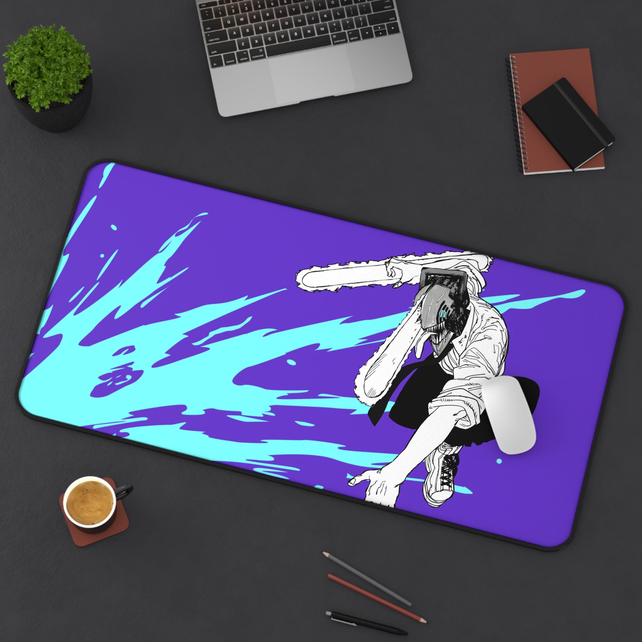 Allleftout Man Chainsaw Purpledesk Mat, Gaming Keyboard Matt, Mousepad Large, Xxl Extended Deskpad Mouse Pad
