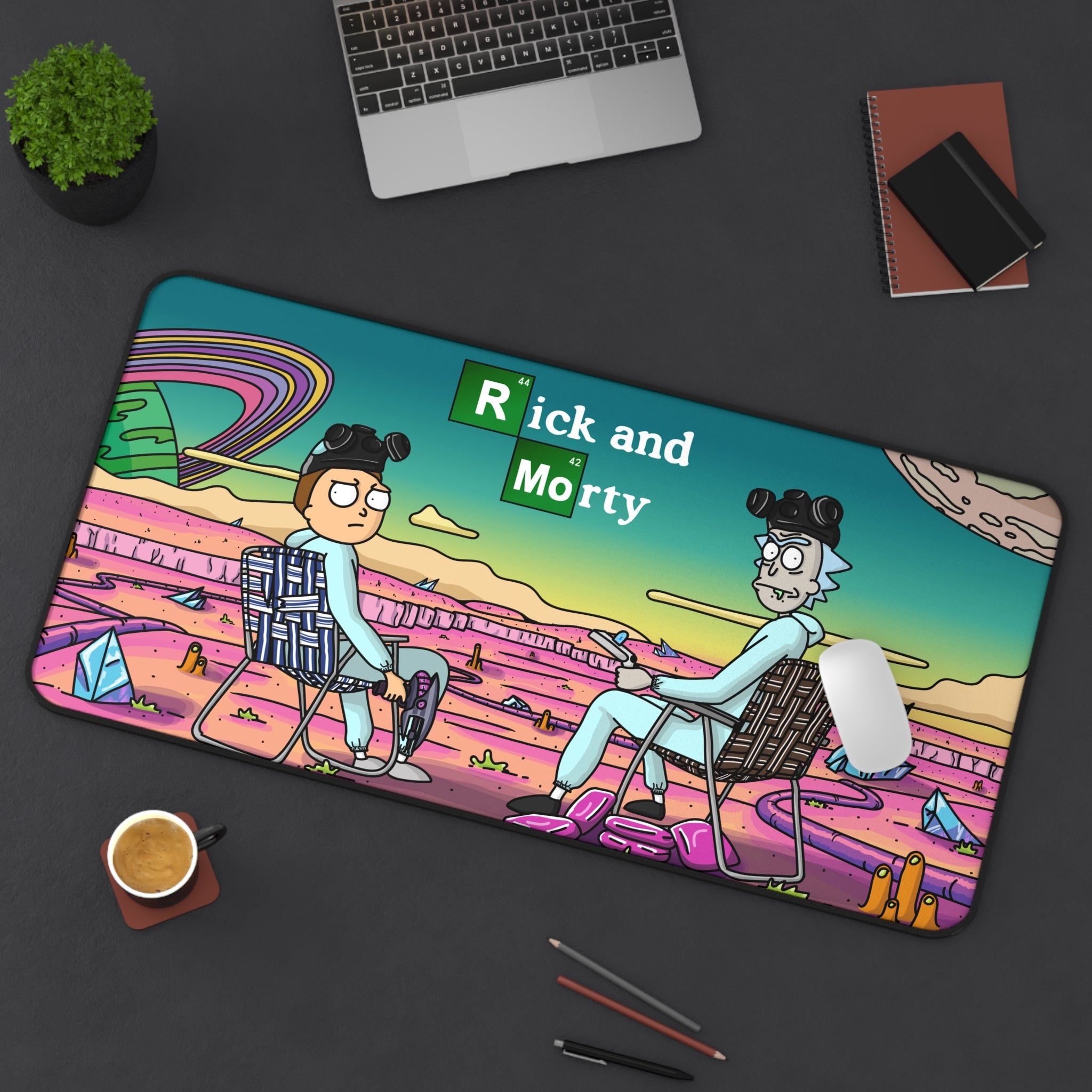 Allleftout Rick And Morty Breaking Bad 2 Desk Mat, Gaming Keyboard Matt, Mousepad Large, Xxl Extended Deskpad Mouse Pad