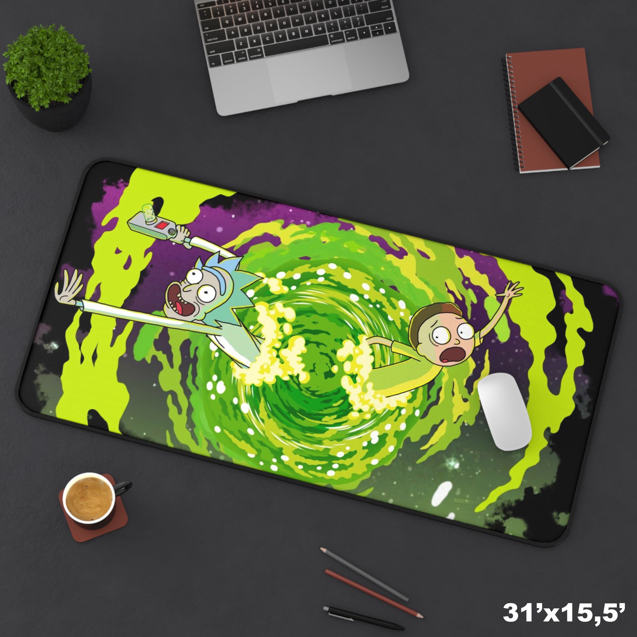 Allleftout Rick And Morty Portal Desk Mat, Gaming Keyboard Matt, Mousepad Large
