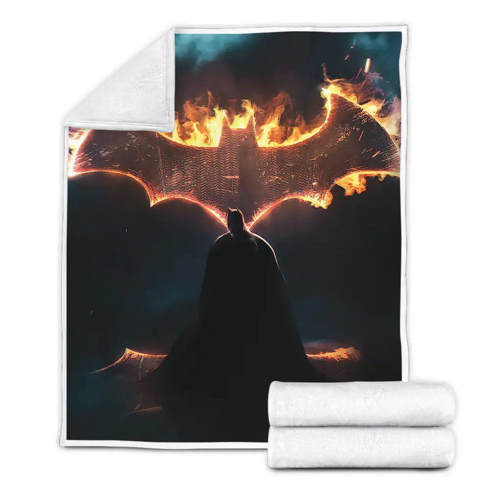 Batman And The Burning Bat Logo Fleece Blanket Perfect 