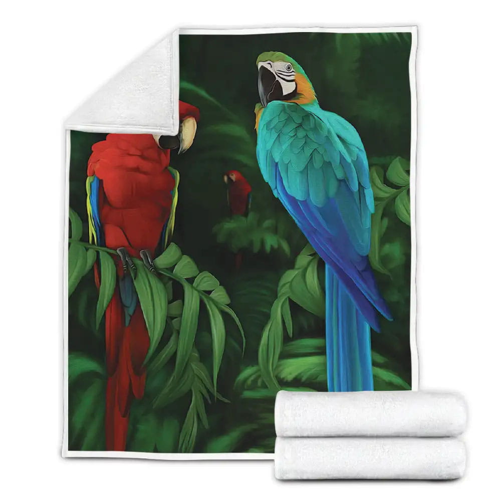 Parrots Fleece Blanket Gift For Christmas Thanksgiving Halloween