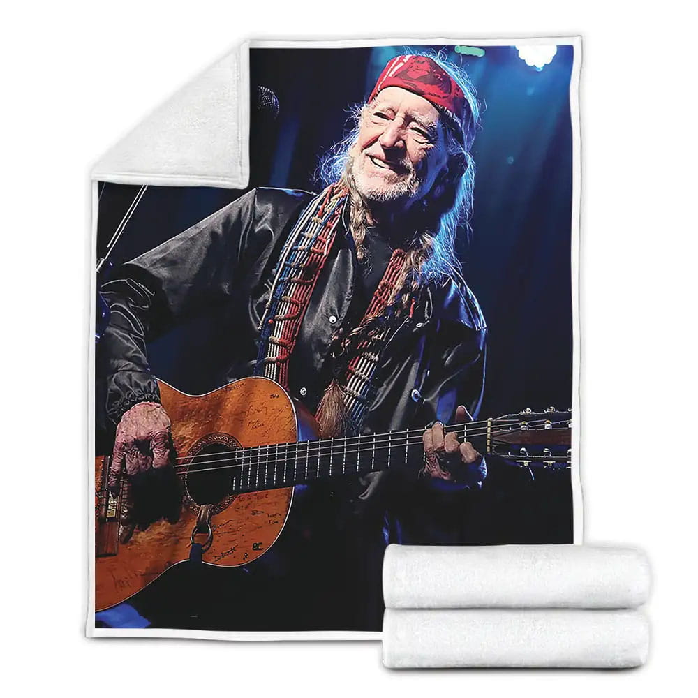 Willie Nelson On Stage Fleece Blanket Gift For Wife Husband Besties