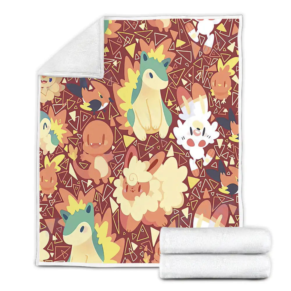 Pokemon Fire Pokemons Fleece Blanket Gift For Wife Husband Besties