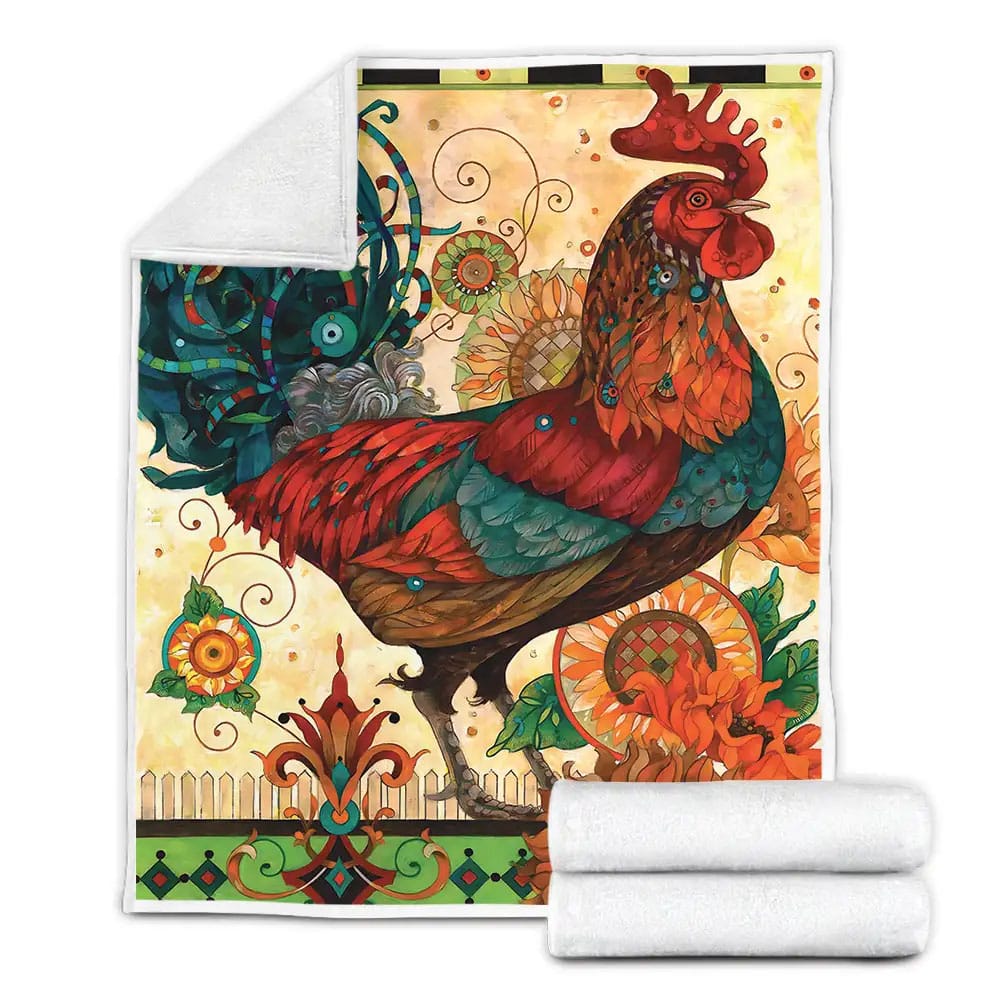 Rooster Fleece Blanket Gift For Christmas Thanksgiving Halloween