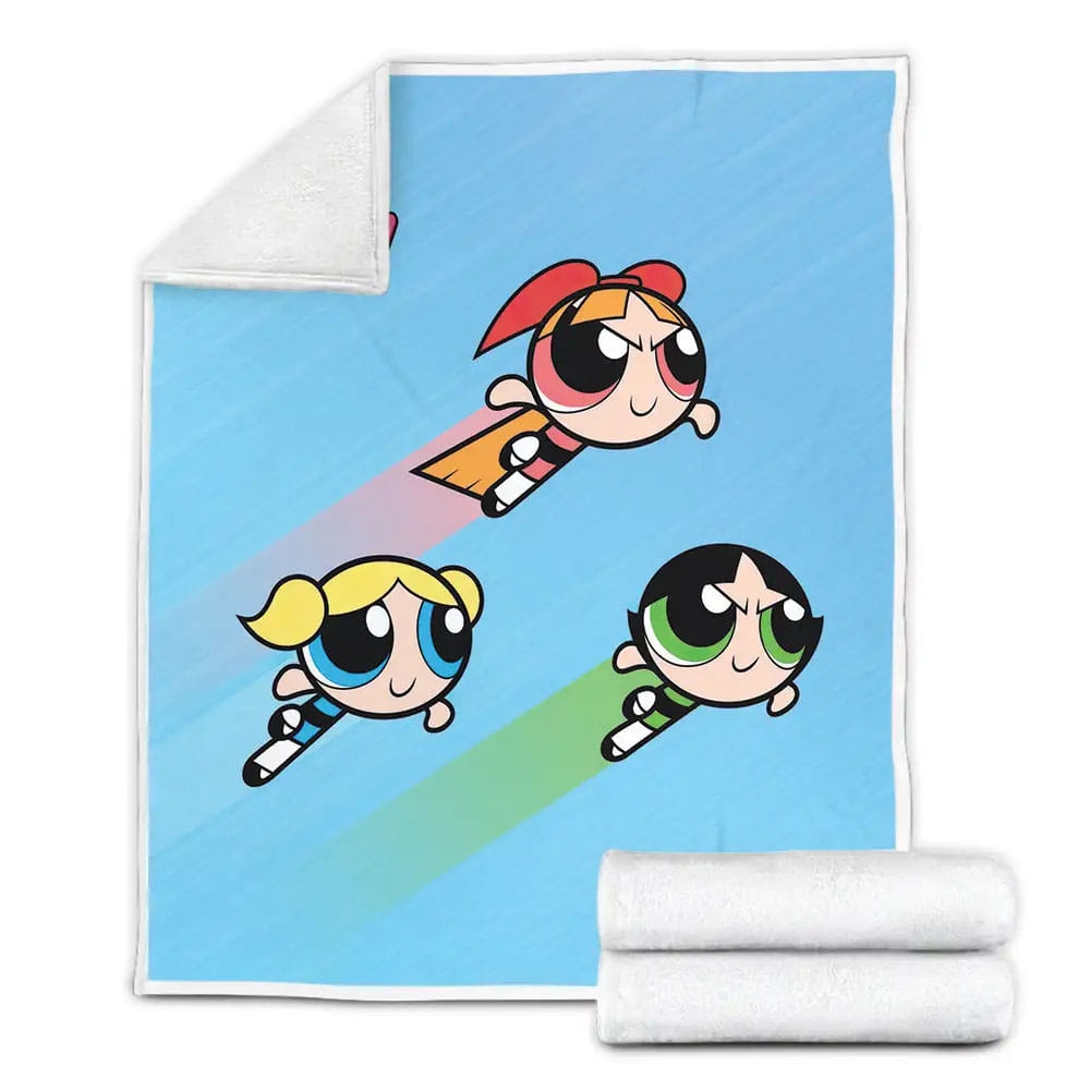 Flying Powerpuff Girls Fleece Blanket Gift For Wife Husband Besties