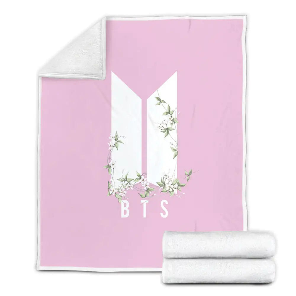 BTS Kpop Boygroup Pink Fleece Blanket Gift For Wife Husband Besties