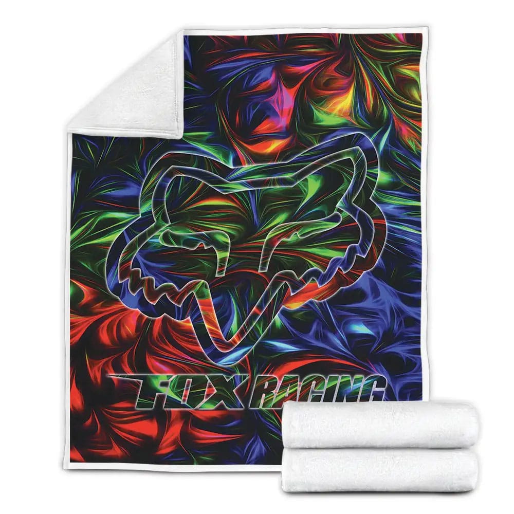 Fox Racing Neon Lights Fleece Blanket Gift For Wife Husband Besties