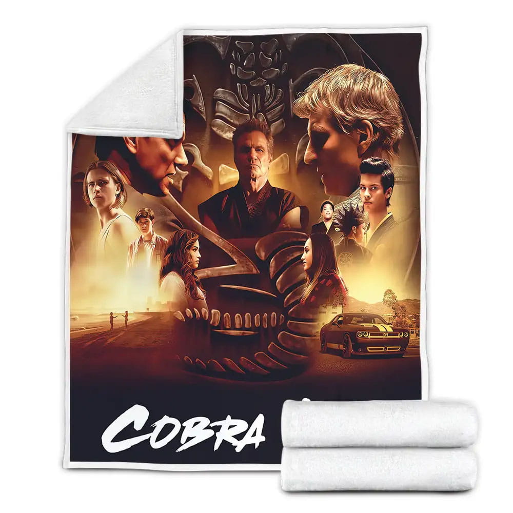 Cobra Kai Movie Poster Fleece Blanket Gift For Wife Husband Besties