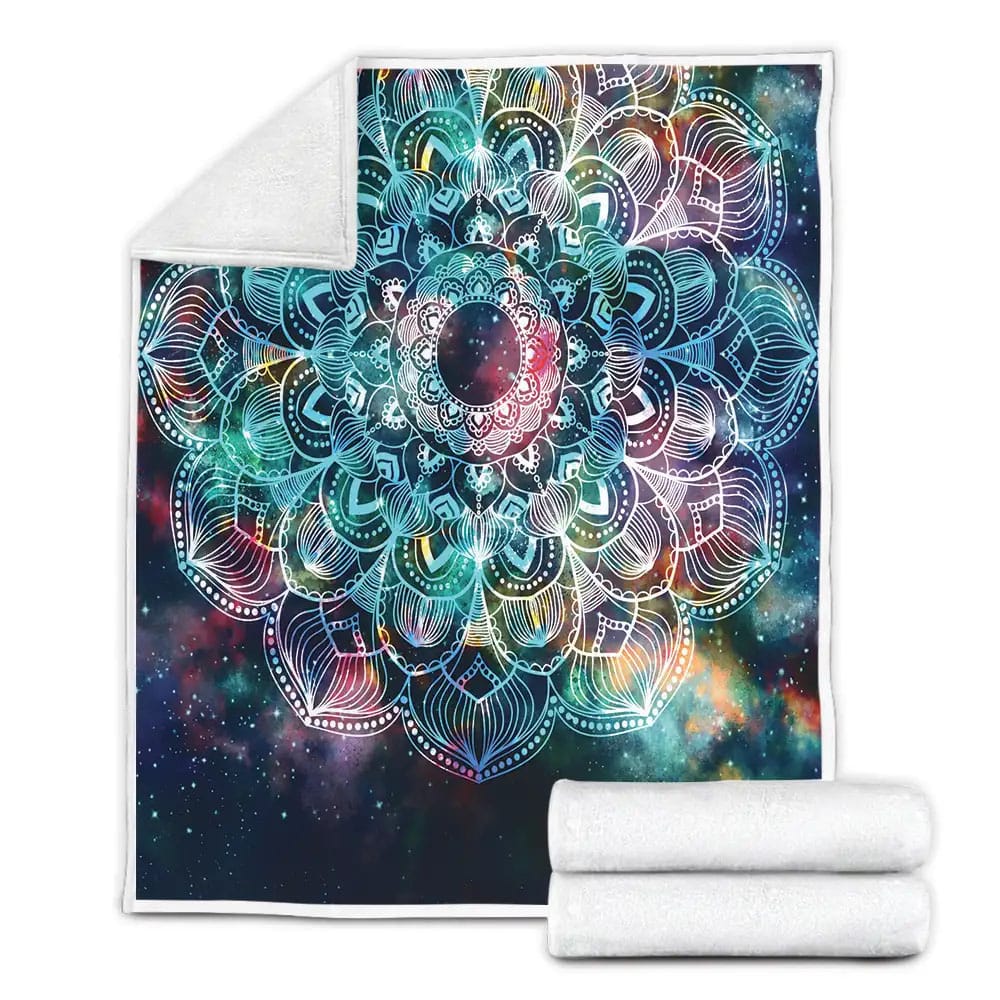 Floral Galaxy Mandalas Fleece Blanket Gift For Wife Husband Besties