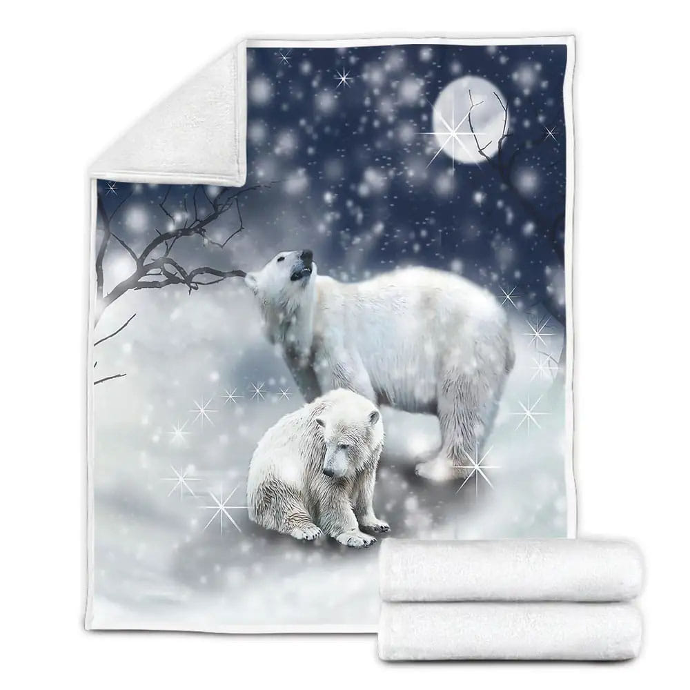 Polar Bear And The Snow Fleece Blanket Gift For Wife Husband Besties