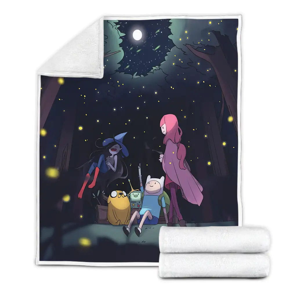Adventure Time Watching Fireflies Fleece Blanket Perfect 