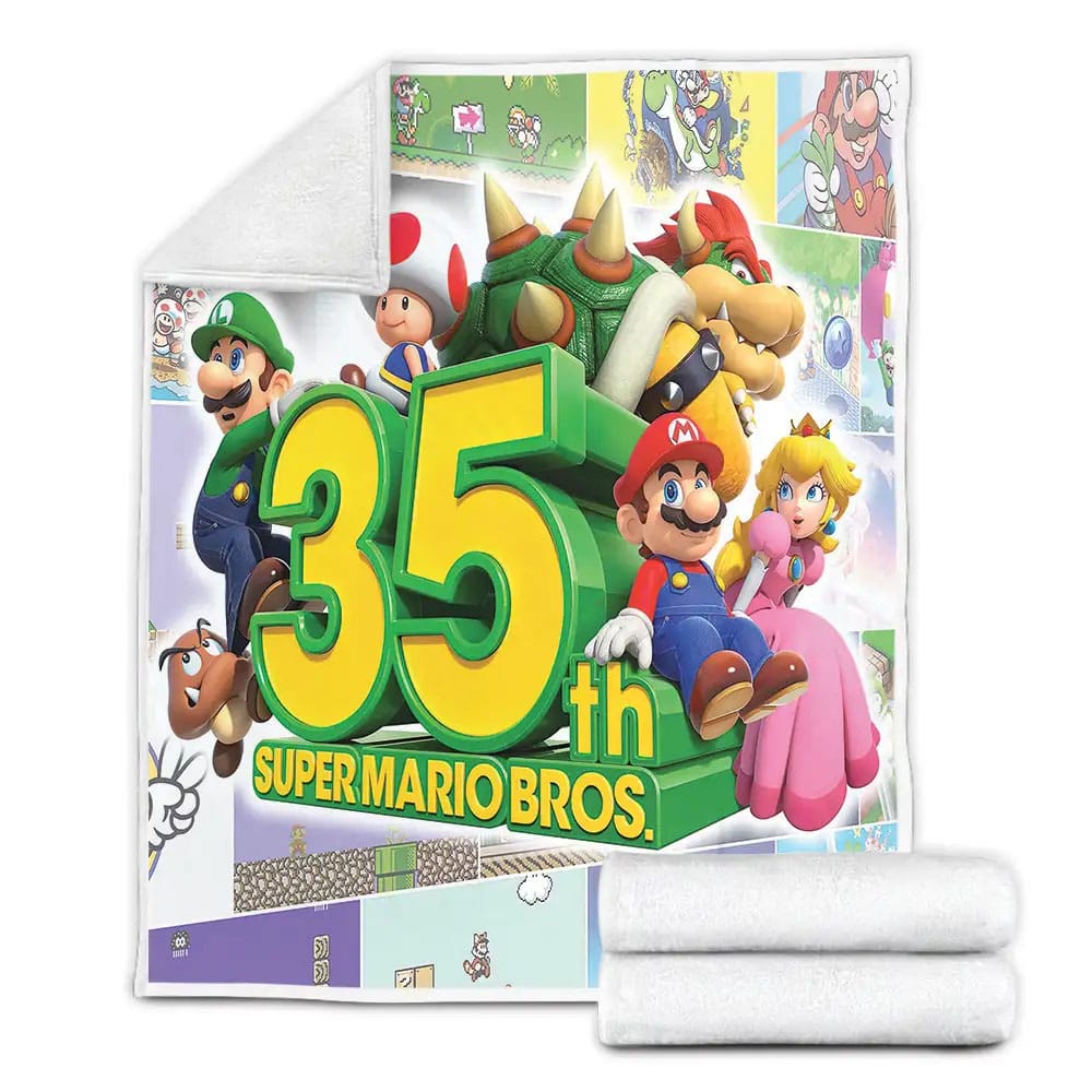 Super Mario Bros 35th Anniversary Fleece Blanket Perfect 
