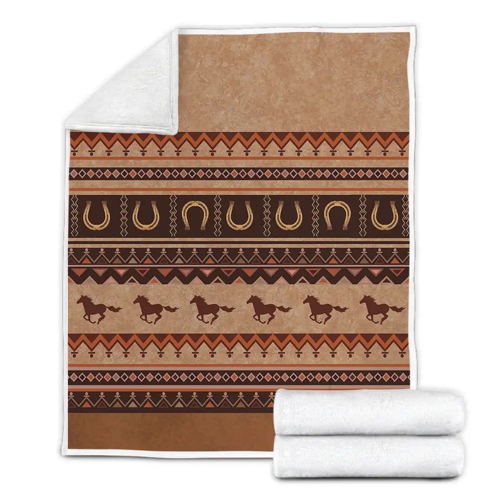 Southwestern Wild Horse Fleece Blanket Gift For Wife Husband Besties