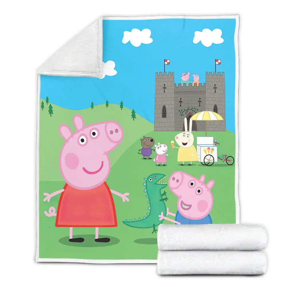 Peppa Pig Friends And Ice Cream Cart Fleece Blanket Perfect 
