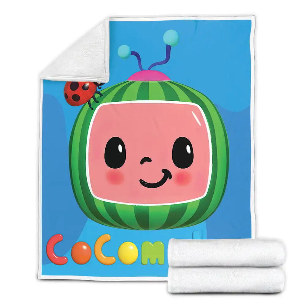 Cocomelon T.V Adorable Blue Logos Fleece Blanket Perfect 