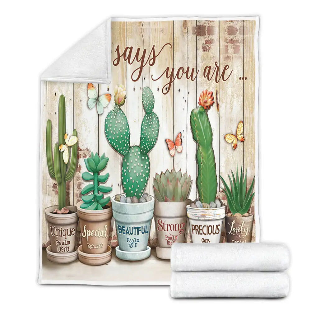Cactus God Says You Are Fleece Blanket Gift For Wife Husband Besties