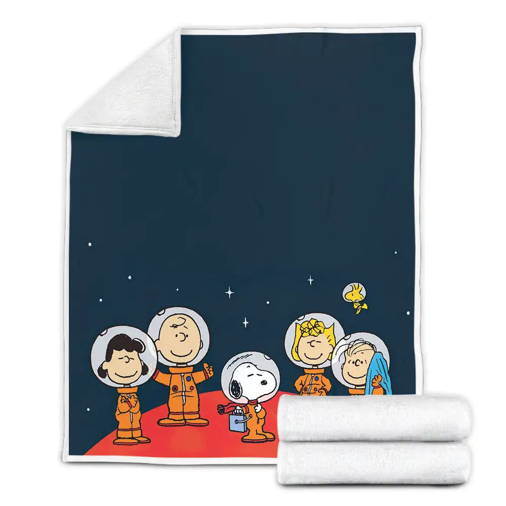 Peanuts Characters Being Astronauts Fleece Blanket Perfect 