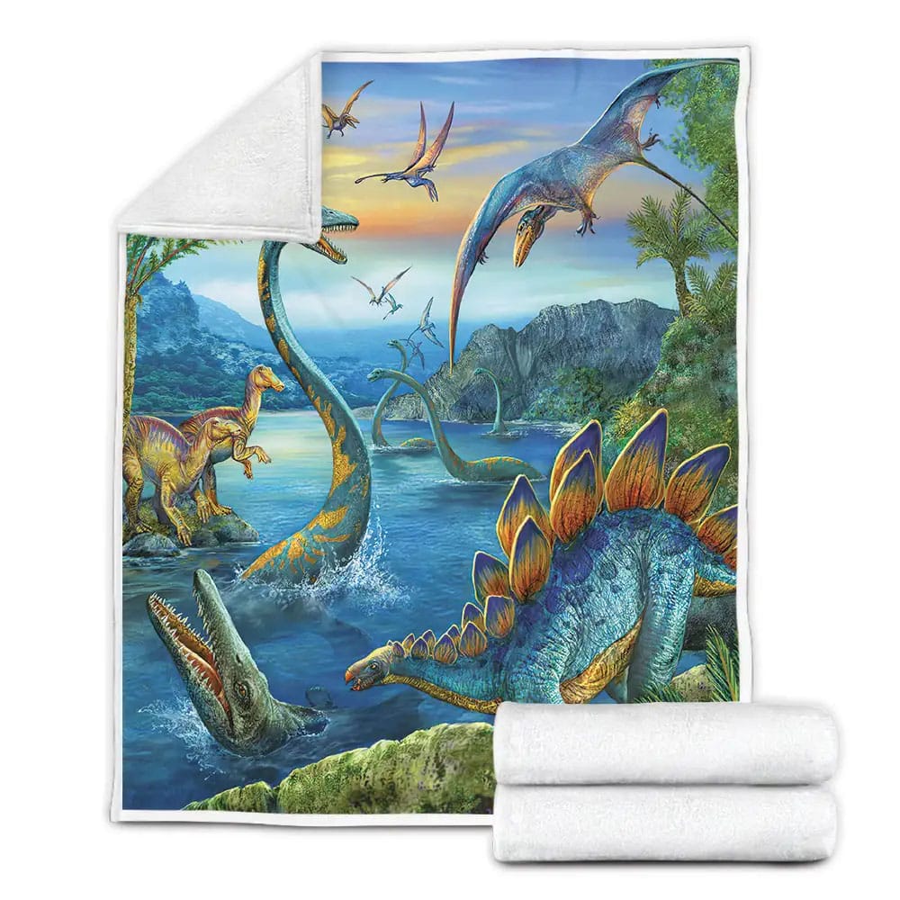 Dinosaur Fleece Blanket Gift For Christmas Thanksgiving Halloween