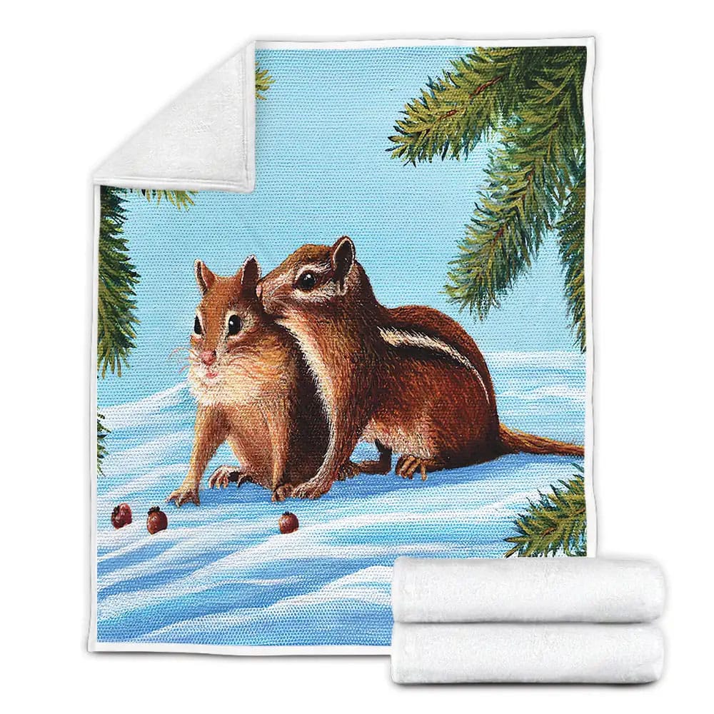 Chipmunk Fleece Blanket Gift For Christmas Thanksgiving Halloween