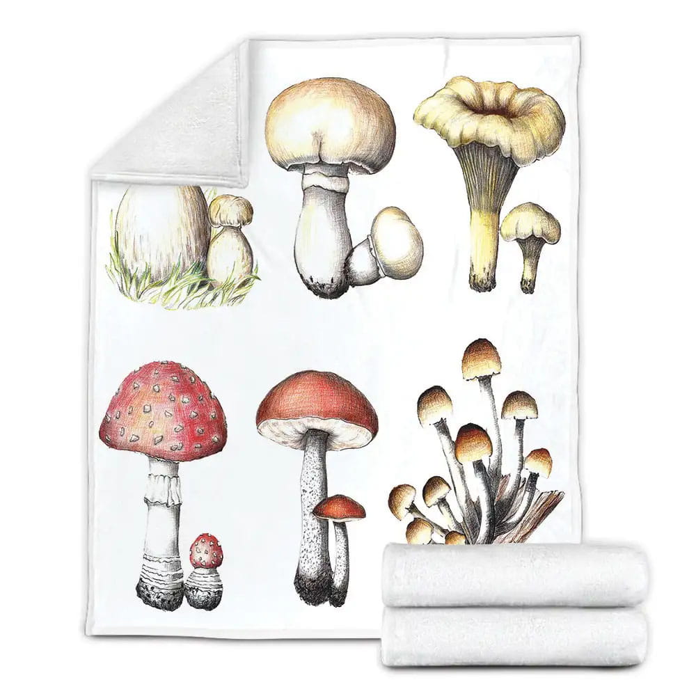 Mushrooms Fleece Blanket Gift For Christmas Thanksgiving Halloween