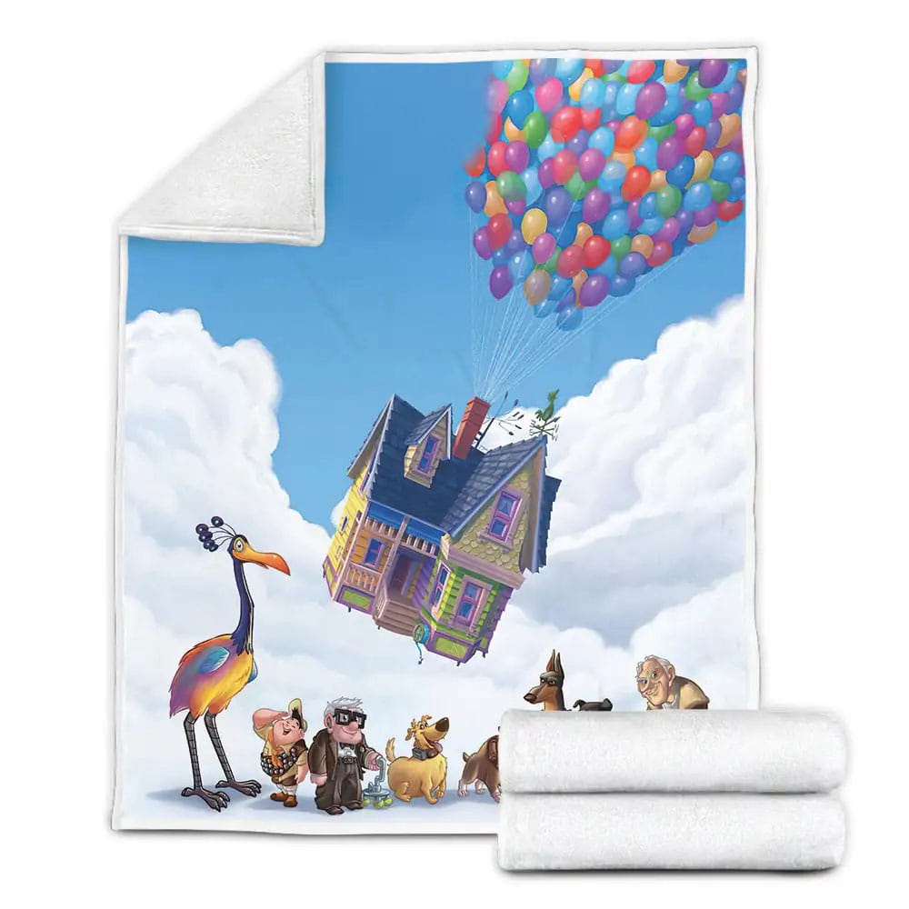 Up Movie House Fly Photos Fleece Blanket Gift For Wife Husband Besties