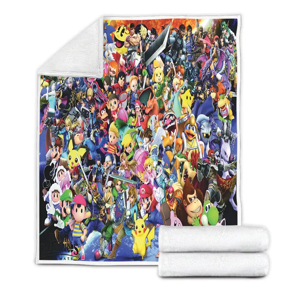 Super Smash Bros Ultimate Fleece Blanket Gift For Wife Husband Besties