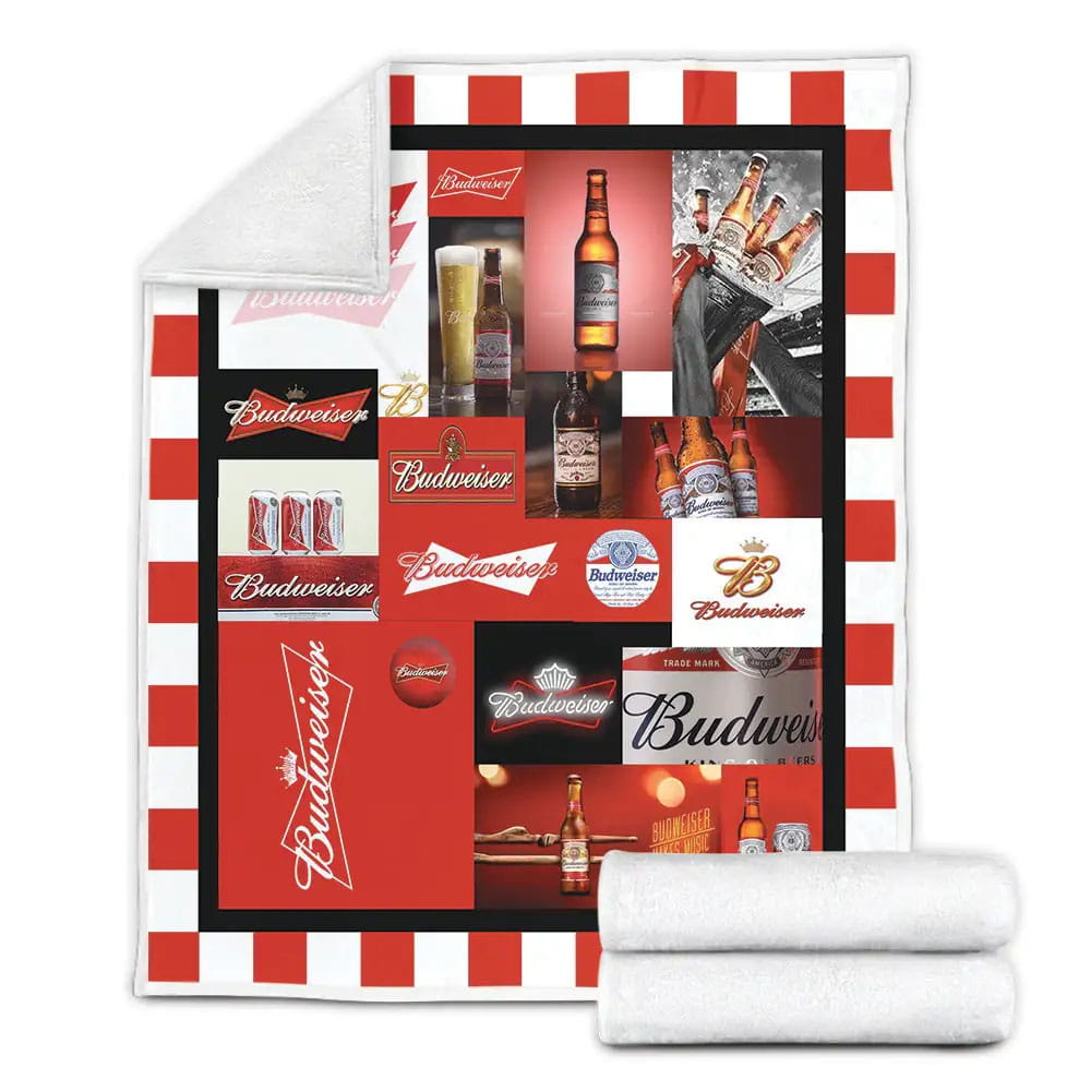 Budweiser Fleece Blanket Gift For Christmas Thanksgiving Halloween