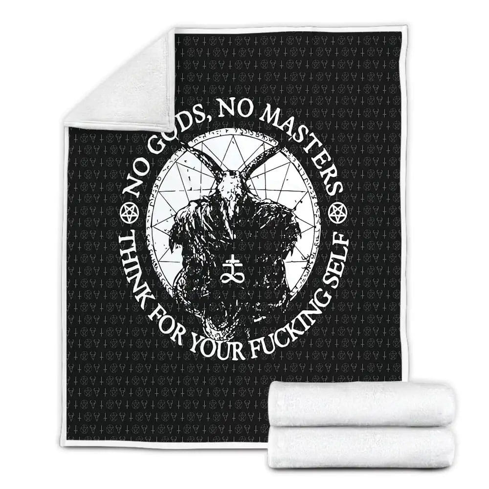 Satan No Gods No Masters Fleece Blanket Gift For Wife Husband Besties