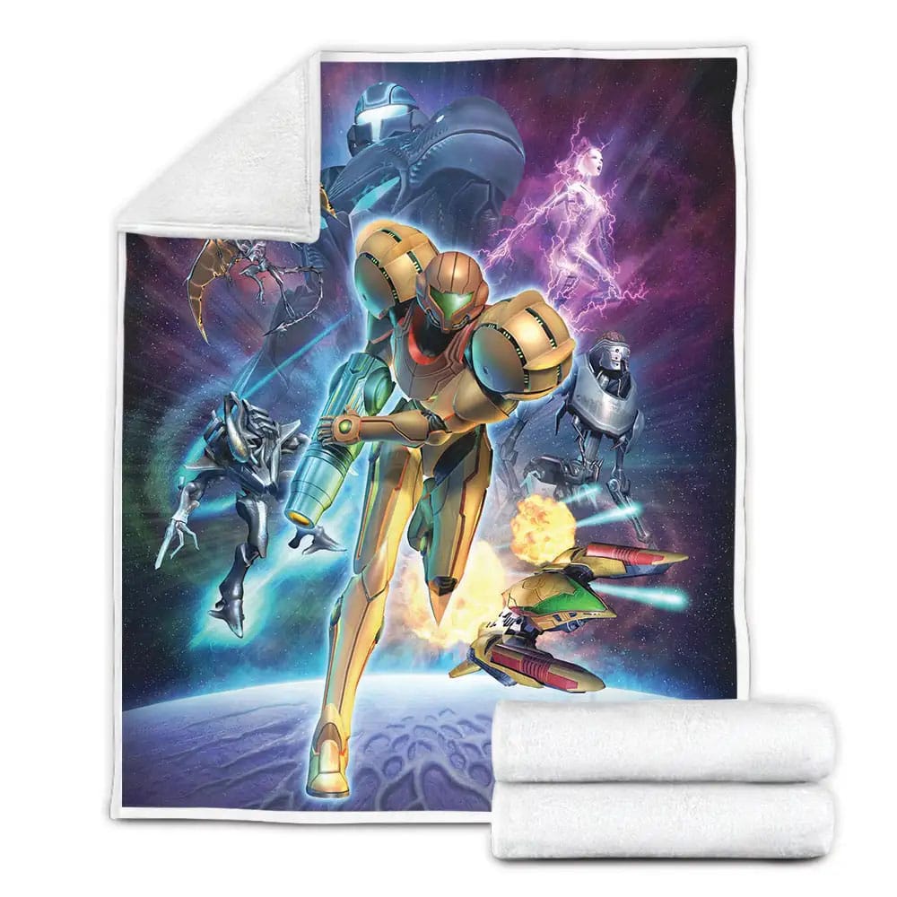 Metroid Corruption Poster Fleece Blanket Gift For Wife Husband Besties