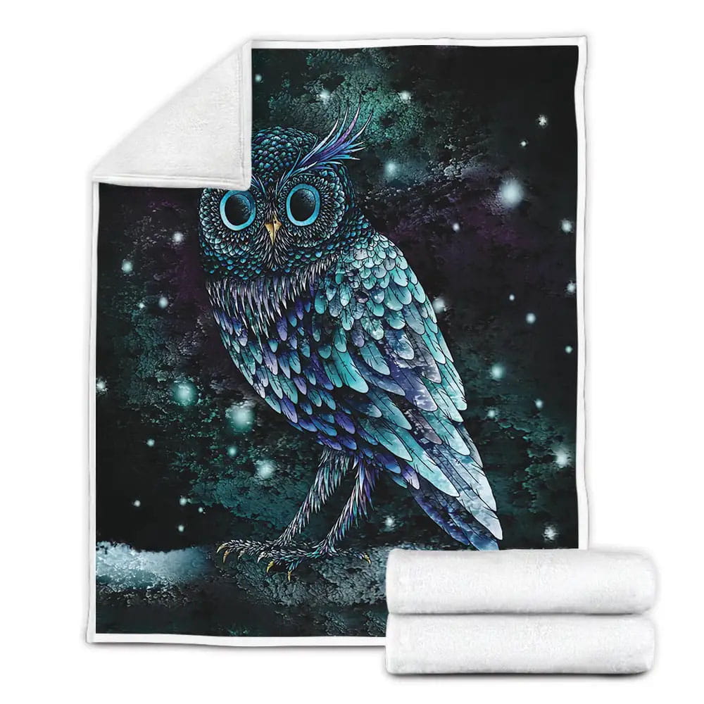 Owl Galaxy Fleece Blanket Gift For Christmas Thanksgiving Halloween