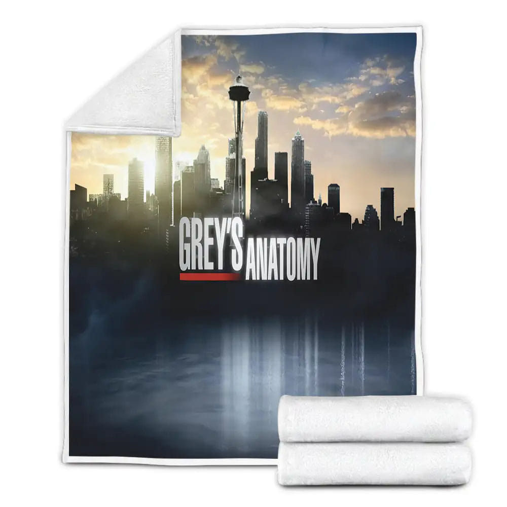 Greys Anatomy Buildings Fleece Blanket Gift For Wife Husband Besties