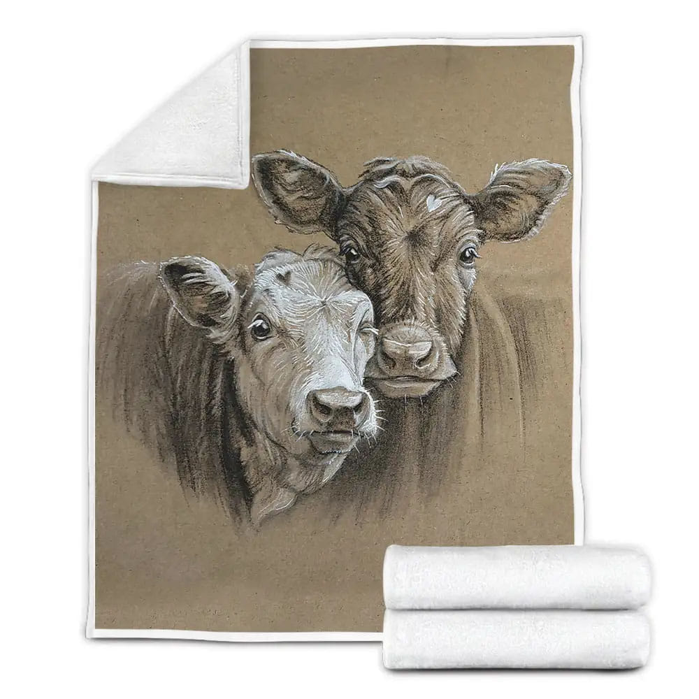 Cow Couple Fleece Blanket Gift For Christmas Thanksgiving Halloween