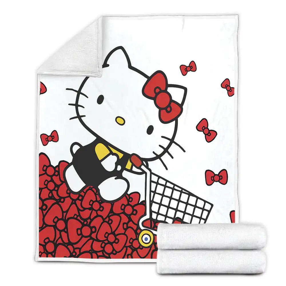 Hello Kitty Go Shopping For Red Bow Fleece Blanket Perfect 