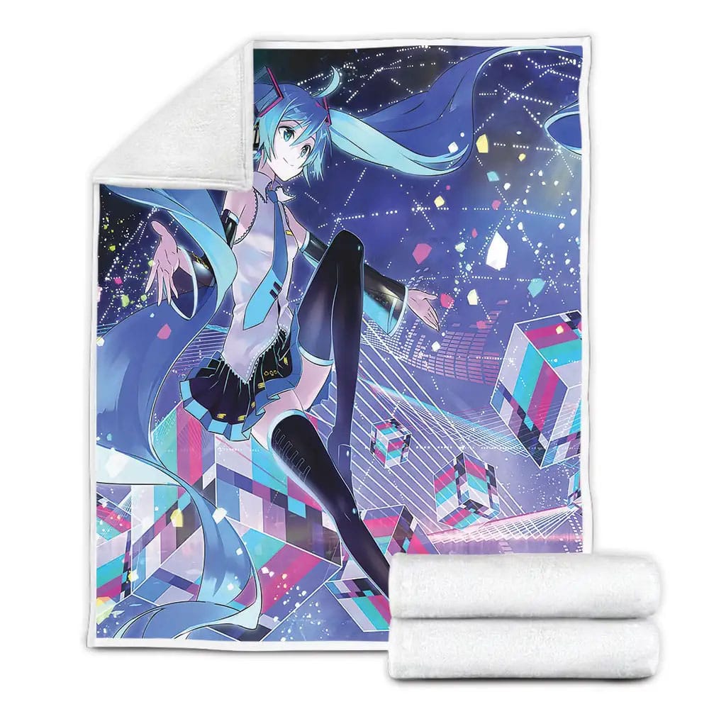 Hatsune Miku And Giant Sparkling Ball Fleece Blanket Perfect 