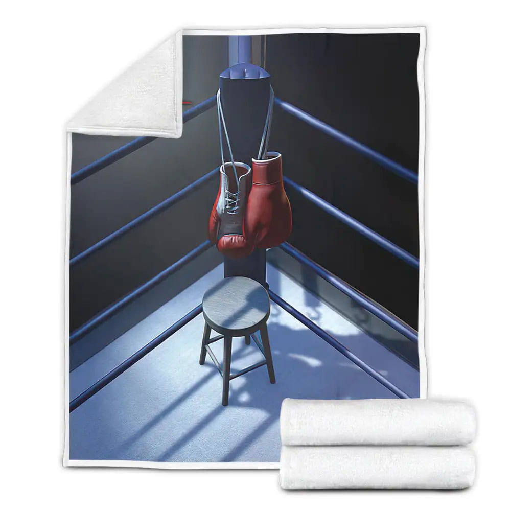 Boxing Gloves Hanging On The Corner Fleece Blanket Perfect 