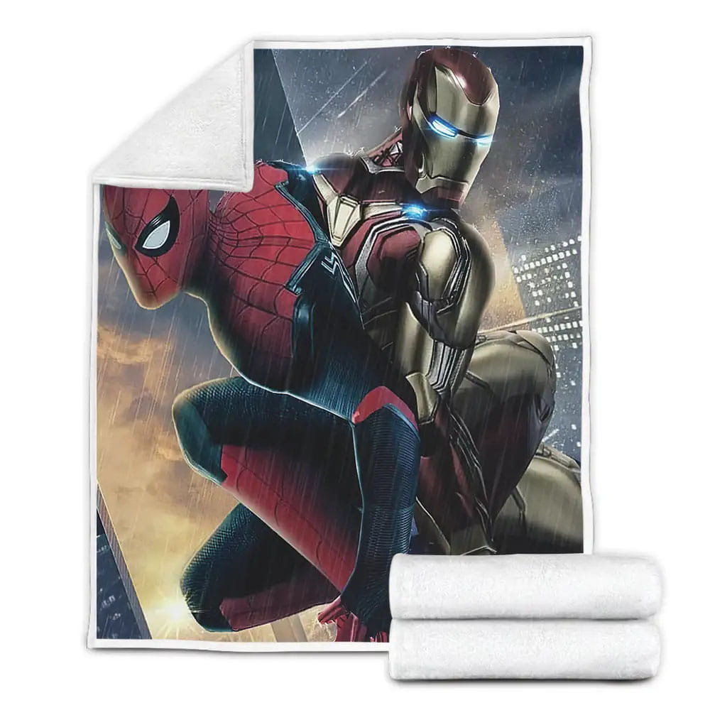 Marvel Spider-Man And Iron Man Split Fleece Blanket Perfect 