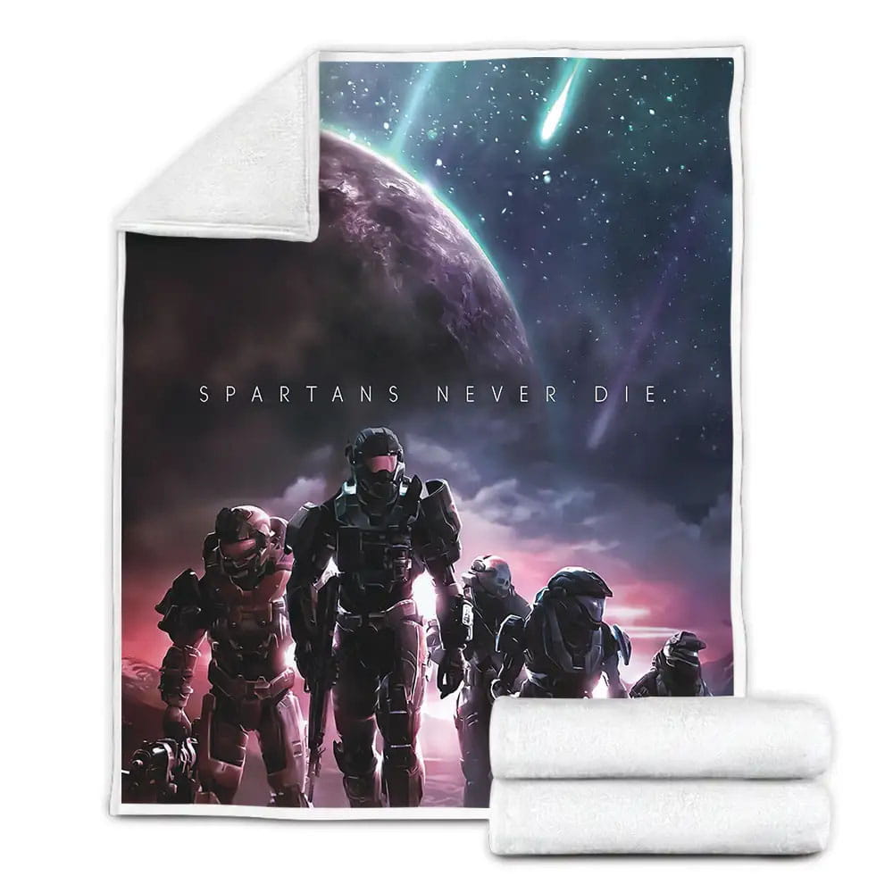 Halo Spartans Never Dies Fleece Blanket Gift For Wife Husband Besties