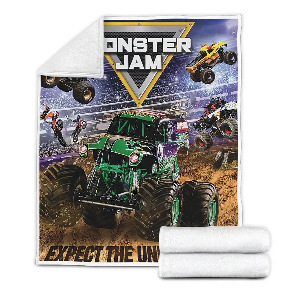 Monster Jam Fleece Blanket Gift For Christmas Thanksgiving Halloween