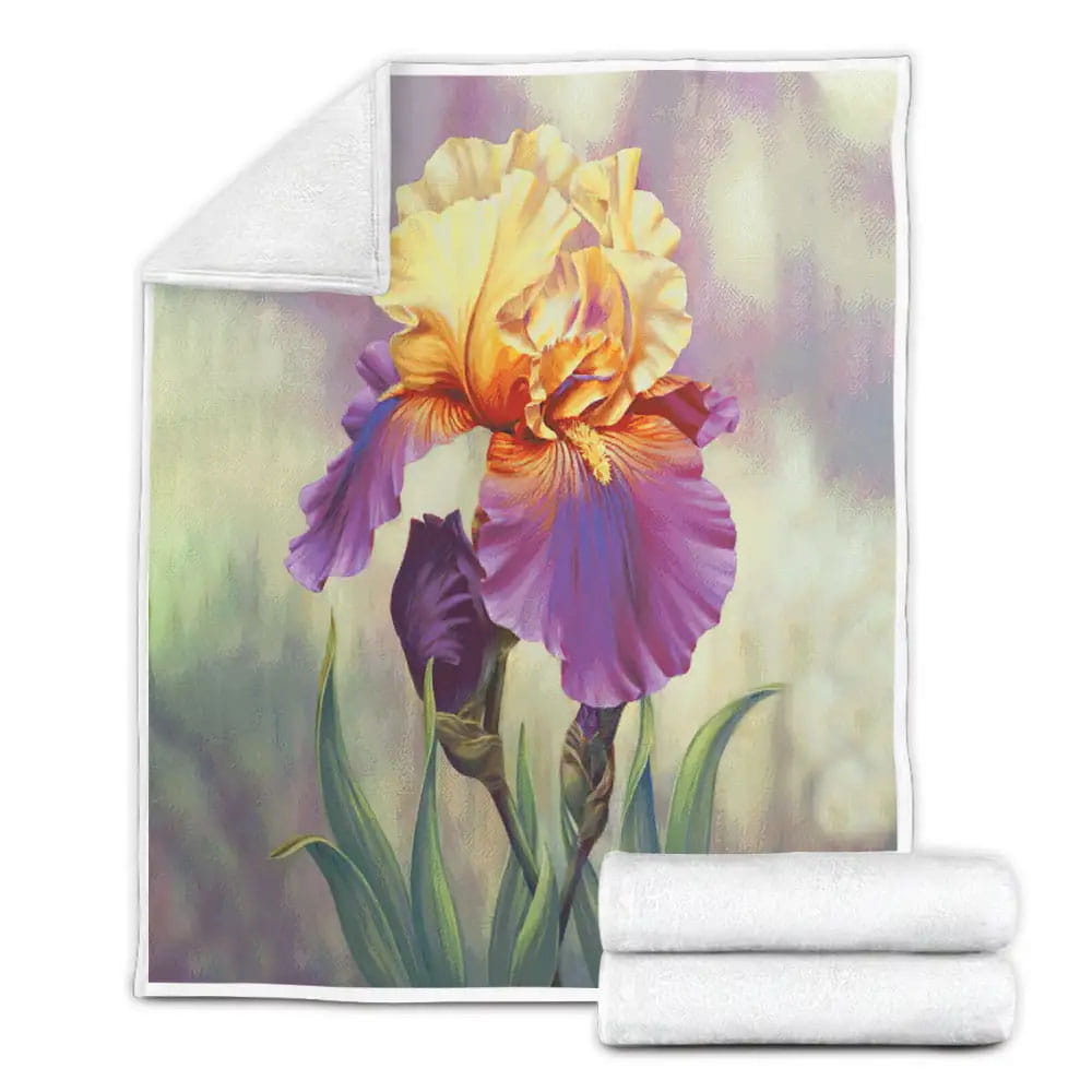 Iris Flower Fleece Blanket Gift For Christmas Thanksgiving Halloween