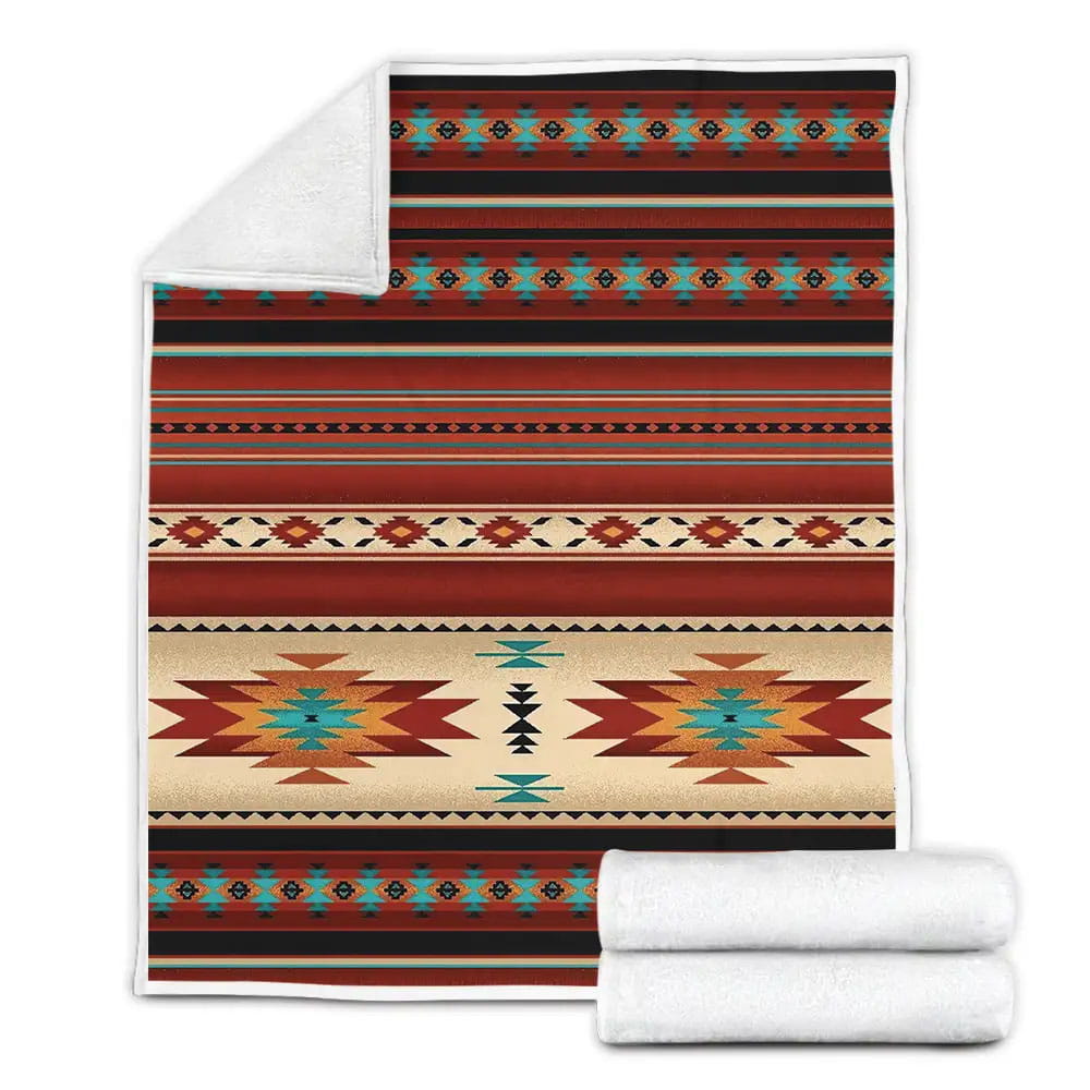 Geometric Sunset Southwest Fleece Blanket Gift For Wife Husband Besties
